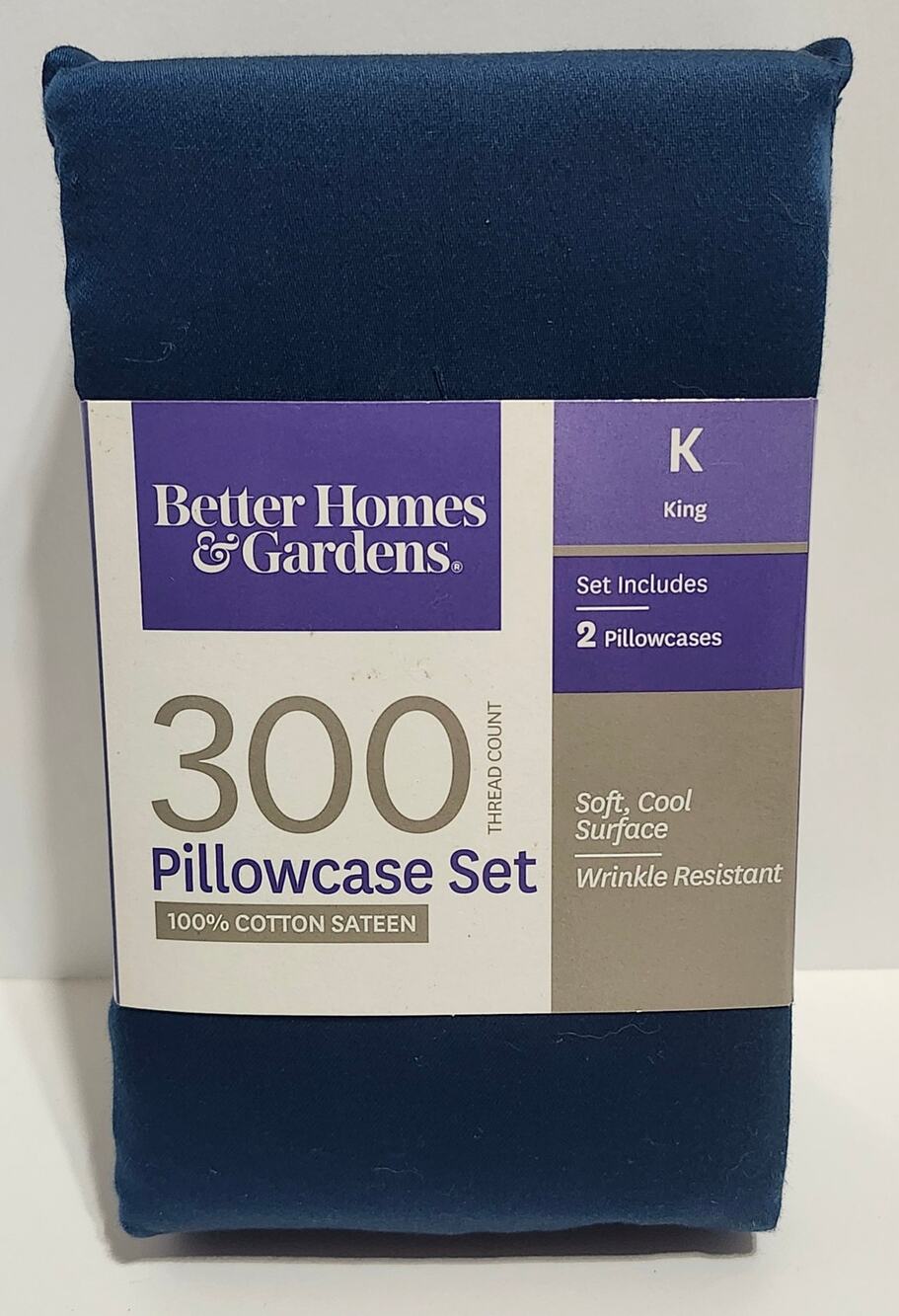 Better Homes & Gardens King Pillowcases 300 Thread Count Baltic Sea Blue NIP